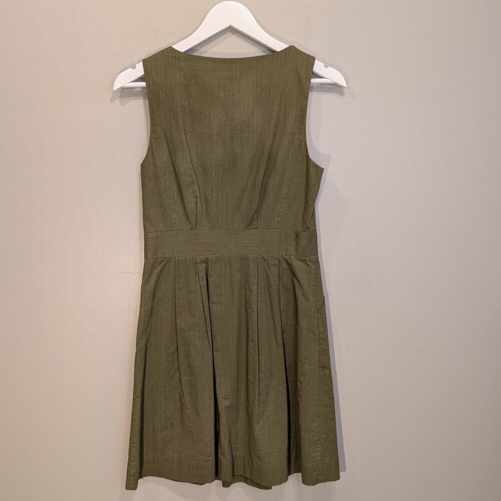 J Crew Caroline Green Dress Pleated Pockets Sleeveless Casual Classic - Size 2 - Picture 3 of 7